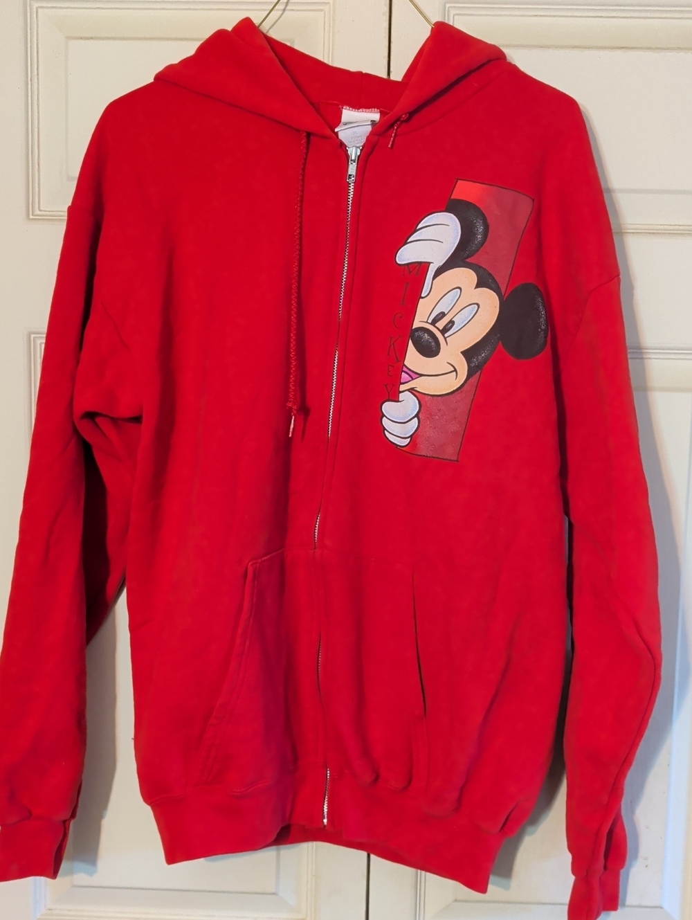 Red Mickey Graphic Zip-Up Hoodie